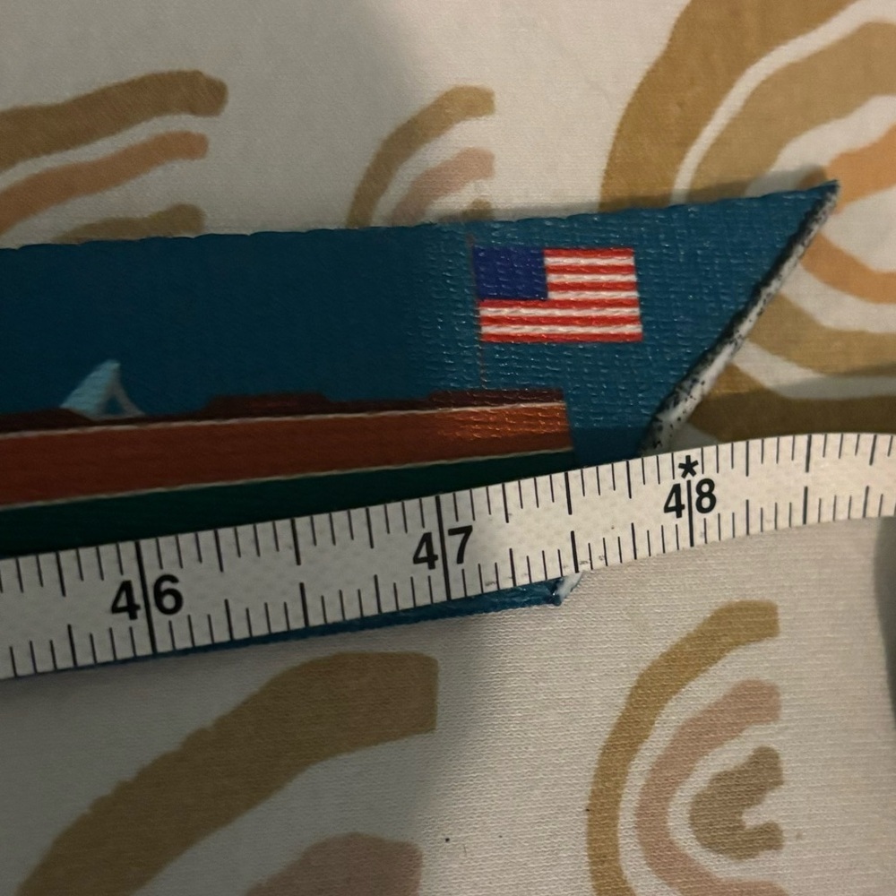 Wingo Mens Newport Belt D Ring 48" Strap Flag Chris craft Boat Nautical Sz Large - Picture 5 of 5